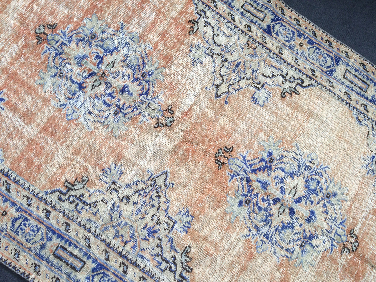 12 x 4.7 Oushak Runner Rug Turkish Runner Rug Vintage Runner Rug Hallway Runner Rug Kitchen Runner Rug Wool Runner Rug Wool navy dyes