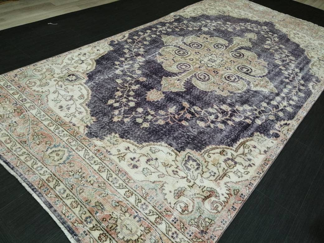 Purple Vintage Runner Rug 10.6.x 5.4  Hallway Runner Rug Kitchen Runner Rug Hand Made Wool Runner Rug Wool Oushak Runner Rug