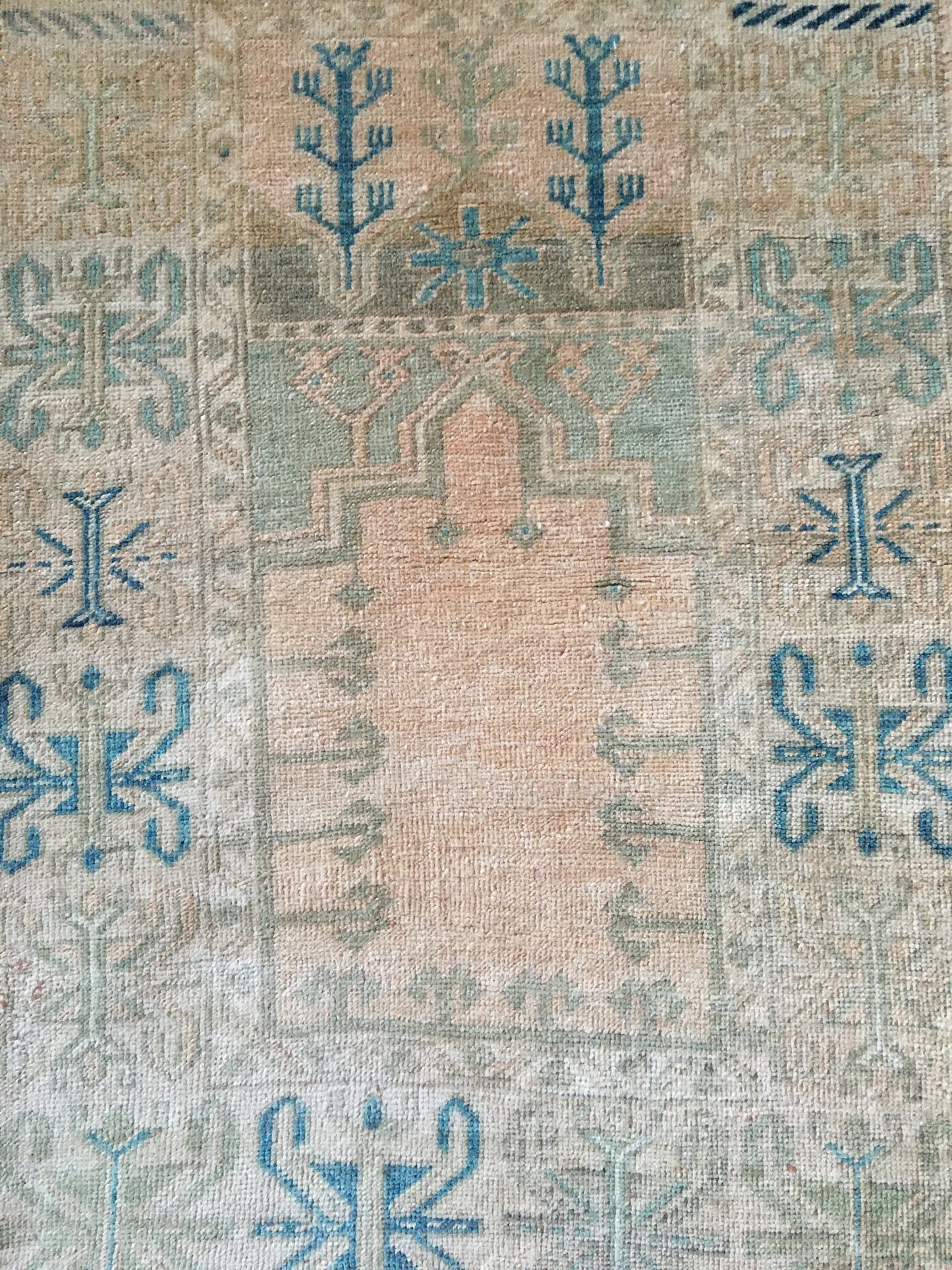 3x4 feet large turkish floor rug, handmade natural teal mini area rug, oushak bedroom rug, living room wide rug,kitchen floor wool brown rug