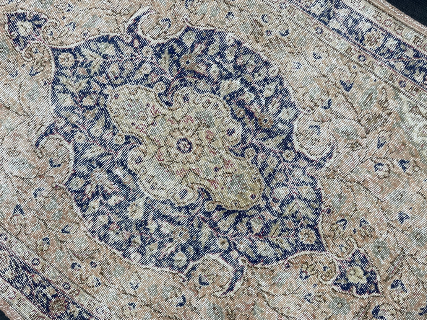 Persian RUG Vintage TURKISH 5.3 x 8.9 Rug Blue Vintage Rug Wool Oushak Rug Handmade Rug Hand Knotted Rug Natural Wool Rug