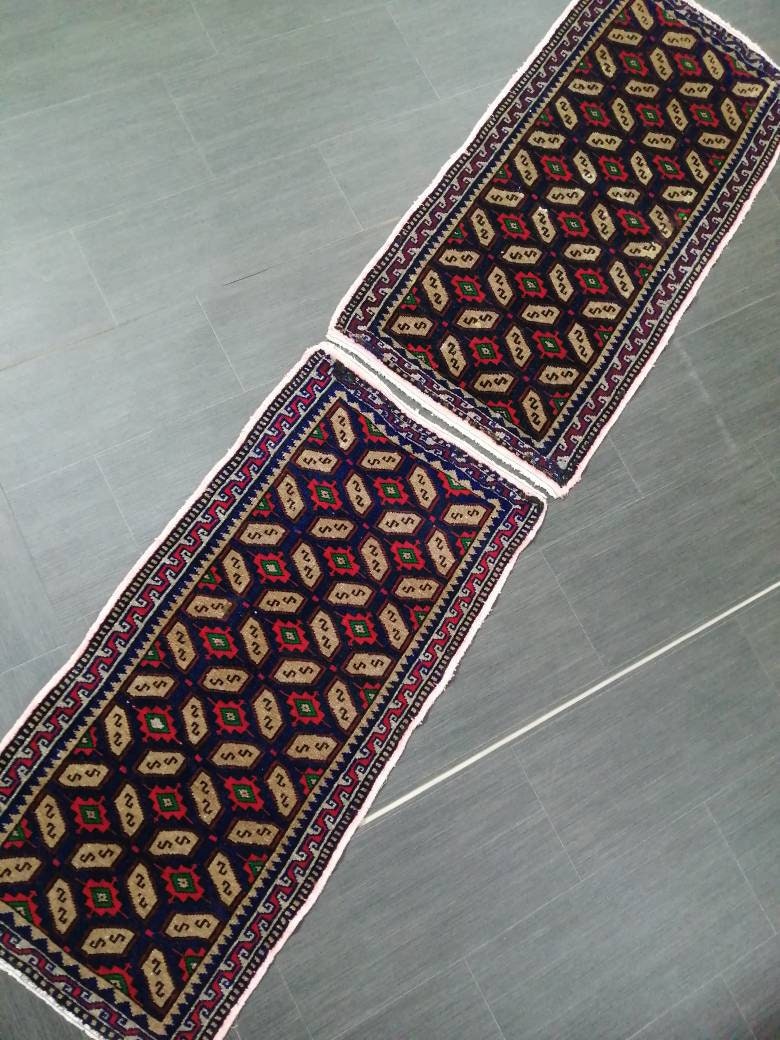 Twin Vintage Rug Mini Rug Navy Oushak Rug Small Area Rug Pair Turkish Rug Hand Made Rug A Pair Small Rug Twin Oriental Rug
