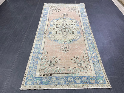 Handmade Oushak 3.2 x 6.8 Rug Handmade Rug Turkish Rug Hand Knotted Rug Muted Turkish Rug, Farmhouse Rug, Vintage Rug, Wool rug