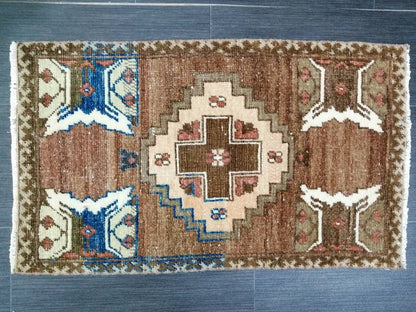 Muted Vintage Rug Small Rug Vintage  Rug Wool Oushak Rug Oriental Hand Made Rugs Small Vintage Turkish Rug
