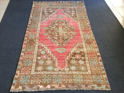 OUSHAK RUG Pink TURKISH Oushak Rug Vintage Oushak Runner Rug Vintage Runner Rug Wool Oushak Rug Hand Made Rugs Vintage Turkish Rug