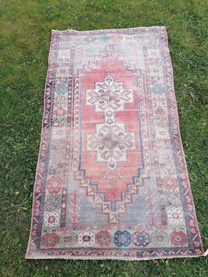 Vintage turkish rug,oushak vintage rug,3.7x6.7 kitchen rug, vintage anatolian rug,unique hand made bohemian
