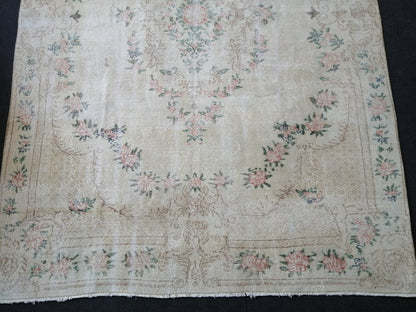 7x10 OUSHAK RUG TURKISH Muted Rug Vintage Distressed Oriental Rug Vintage Persian Rug Wool Floral Rug Hand Made Rug Vintage Turkish Rug