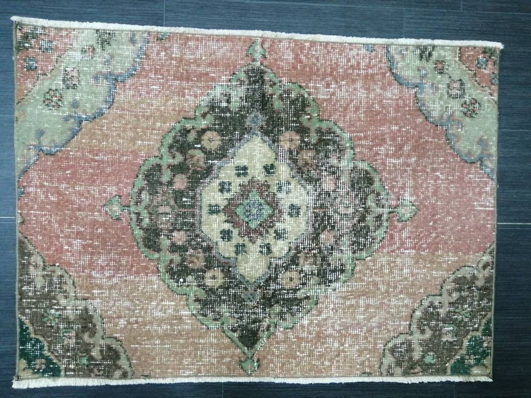 Small Oushak Rug 3.2 x 2.3 Turkish Rug Distressed Rug Wool Oushak Rug Vintage Rugs Boho Rug