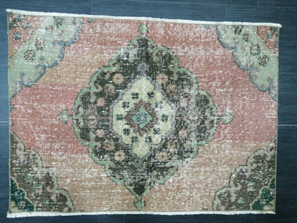 Small Oushak Rug 3.2 x 2.3 Turkish Rug Distressed Rug Wool Oushak Rug Vintage Rugs Boho Rug