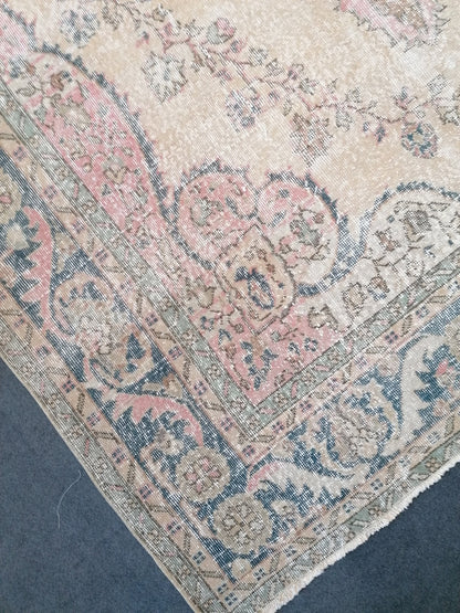 7.2 x 10.5 Oushak rug, vintage turkish rug, handmade rug, vintage anatolian rug