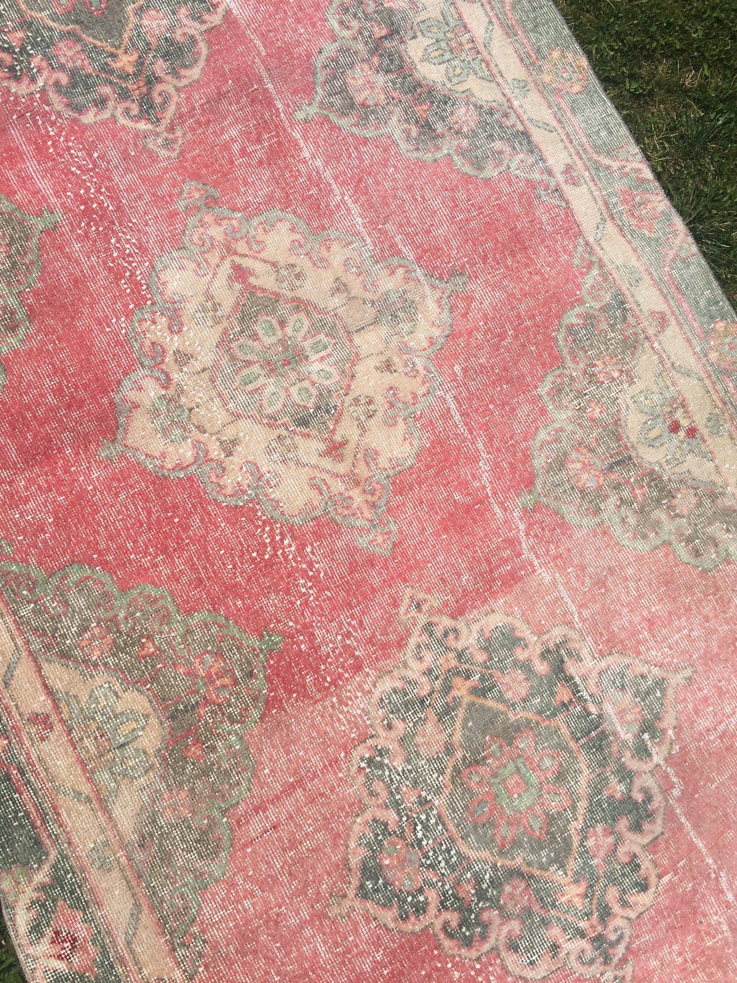 4x12 Vintage Runner rugs, Muted Runner RUG, TURKISH Runner, Pink Runner Rug, Pastel Oushak Rug ,Wool Runner Rugs, Oriental Runner  Rug