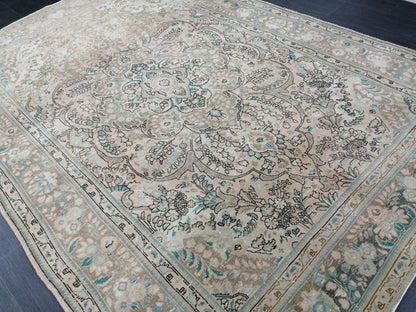 Vintage Handmade Persian Rug 6.5 x 9.6 Vintage Oriental Rugs  MUTED Vintage Persian Rug Living room Rug, Vintage Oushak Rug, Wool Rug