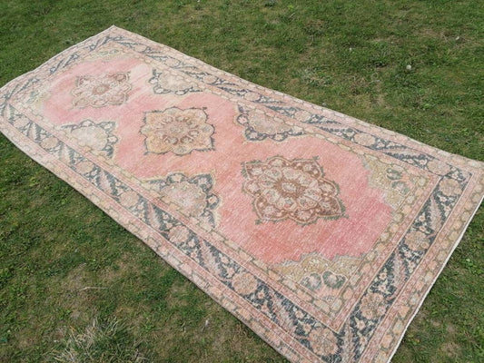 4'6x10'5 hallway wool runner, vintage turkish runner rug, vintage handmade runner rug, kitchen runner, oushak runner