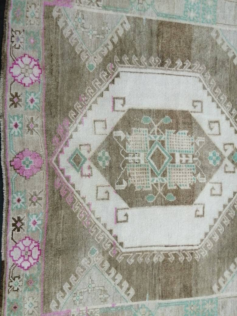 OUSHAK RUG 7 x 11.6 Vintage Rug Vintage Muted Rug Muted Wool Neutral Rug Hand Made Rugs Vintage Turkish Rug Kars Rug Oriental Rug 7x12 Nomad
