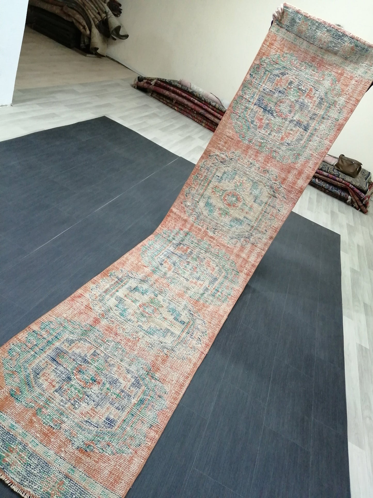 11.4 X 2.4 Oushak Runner Rug Turkish Runner Rug Vintage Runner Rug Hallway Runner Rug Kitchen Runner Rug Wool Runner Rug Wool Oushak Rug