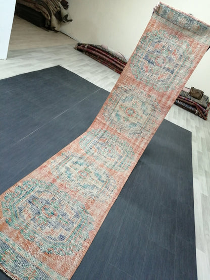 11.4 X 2.4 Oushak Runner Rug Turkish Runner Rug Vintage Runner Rug Hallway Runner Rug Kitchen Runner Rug Wool Runner Rug Wool Oushak Rug