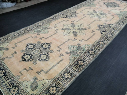 4.7 x 13 Oriental Runner Navy Oushak Runner Rug Turkish Runner Rug Vintage Runner Rug Hallway Runner Rug Kitchen Runner Rug Wool Runner