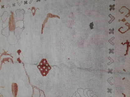 8.8 x 12.3 Muted Vintage OUSHAK RUG TURKISH Muted Oushak Rug Vintage Rug Wool Oushak 9x12 Rug Hand Made Rug Authentic Oushak Rug