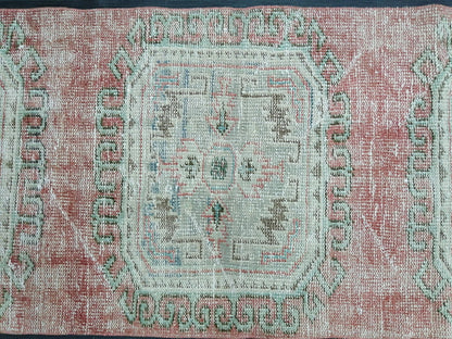 2.4 x 10.9 Distressed Oushak Runner Rug Turkish Runner Rug Vintage Runner Rug Hallway Runner Rug Kitchen Runner Rug Wool Runner Rug Wool