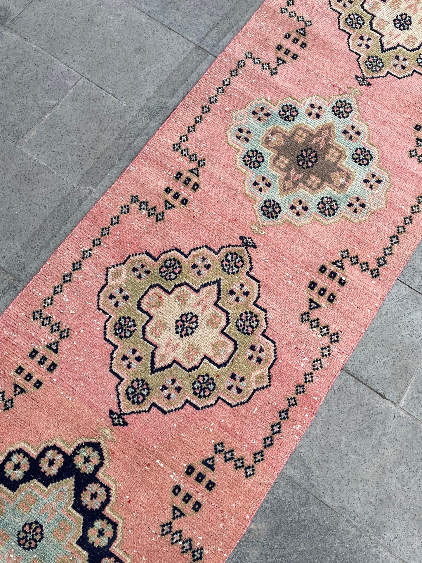 Handmade Extra Long Turkish Runner Very Long Oushak Runner Rug 2.6 x 20.4 Vintage Runner Rug Pink XL Oriental Runner Rug Staircase Runner