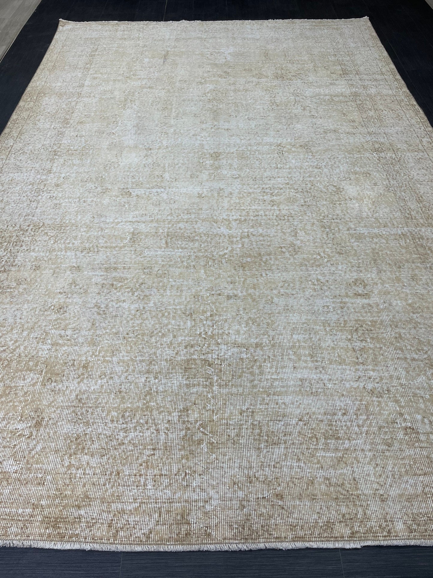 Neutral Vintage Rug Muted TURKISH 7 x 10.4 Rug Handmade Rug Distressed Rug  Large Turkish Oushak Rug Wool Rug Hand Knotted Rug