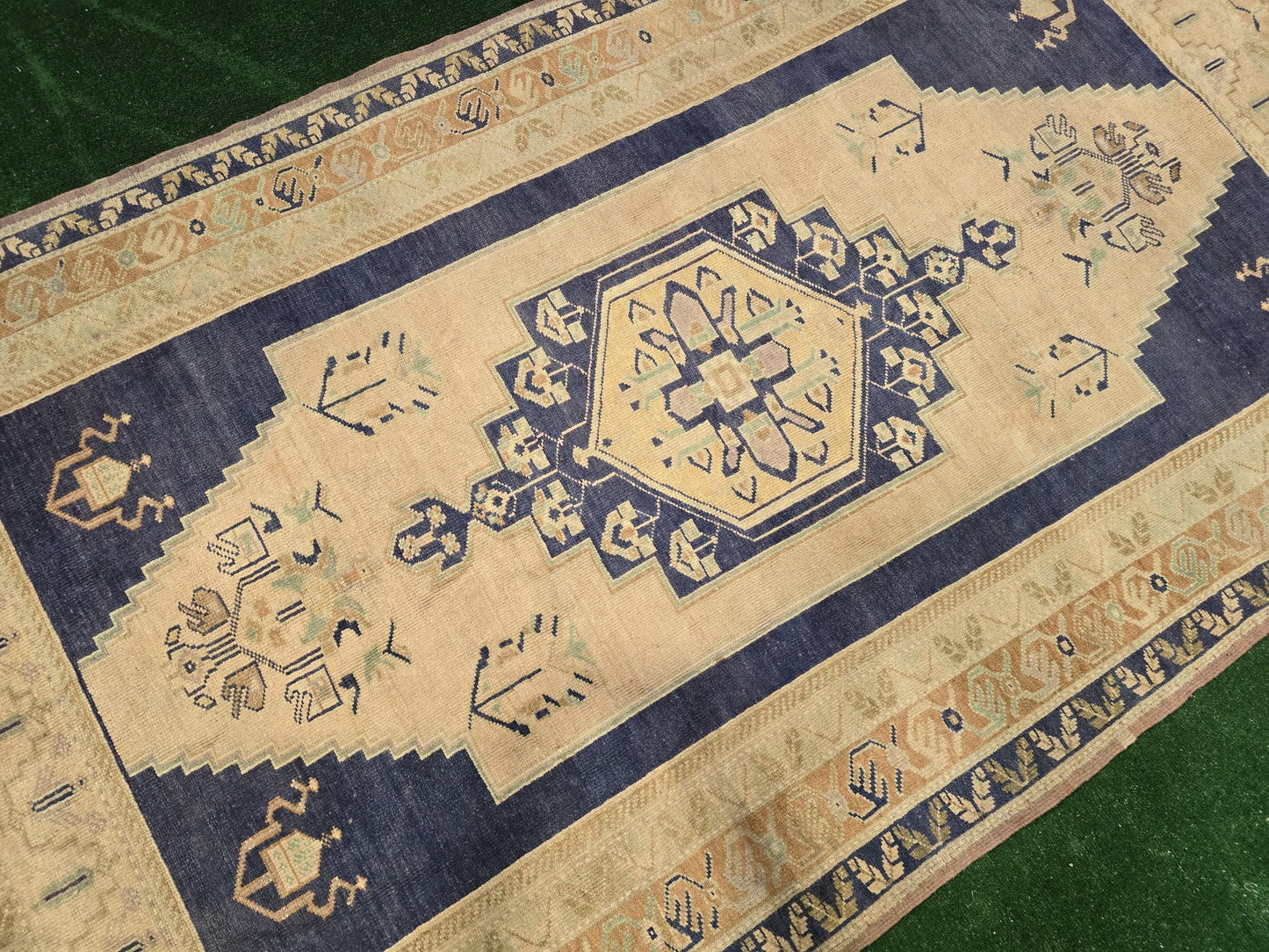 Quality OUSHAK RUG, TURKISH Oushak Rug, Vintage Oushak 5.6 x 10 Rug, Vintage Blue Rug,  Wool Handmade Rug, Anatolian Rug, Hand Knotted Rug