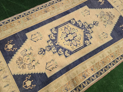 Quality OUSHAK RUG, TURKISH Oushak Rug, Vintage Oushak 5.6 x 10 Rug, Vintage Blue Rug,  Wool Handmade Rug, Anatolian Rug, Hand Knotted Rug