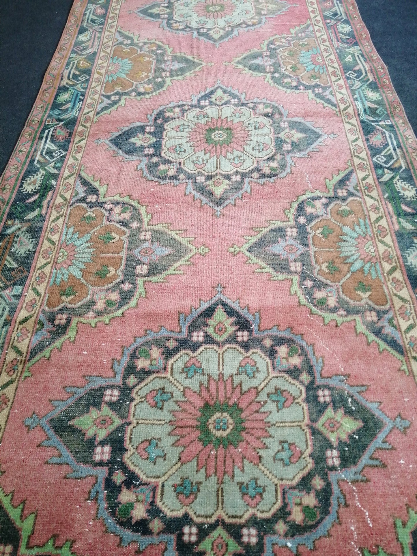 11.6 x 4.7 Oushak Runner Rug Turkish Runner Rug Vintage Runner Rug Hallway Runner Rug Kitchen Runner Rug Wool Runner Rug Wool Oushak Rug
