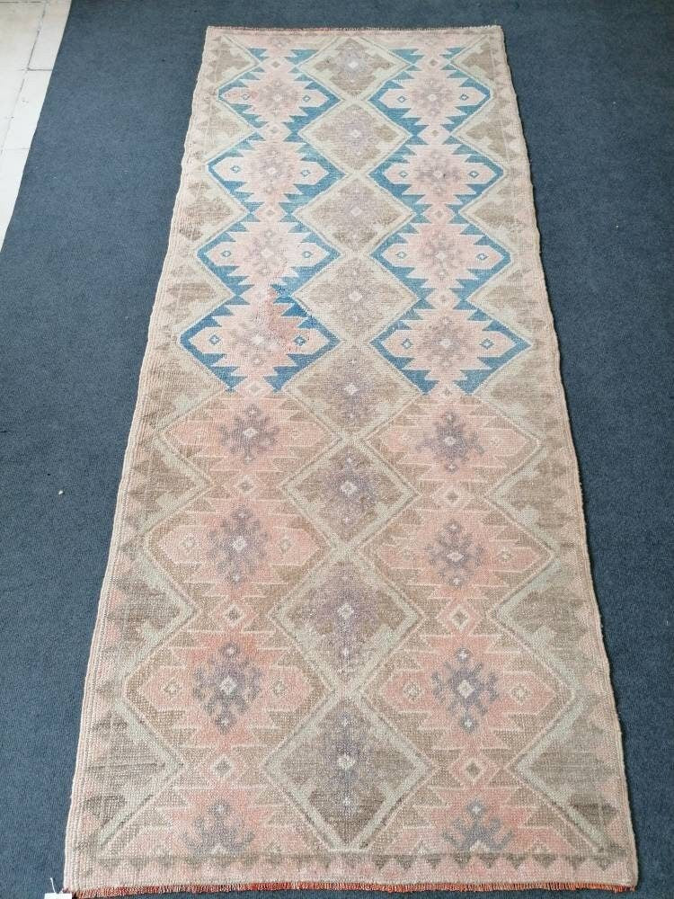 7'4x3'2 oushak turkish runner rug,turkish rug,oushak runner rug,vintage rug,kitchen runner rug,vintage oushak rug, vintage anatolian rug