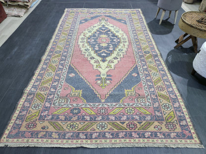 Antique Rug, Vintage Rug, Turkish 4.11 x 8.6 Wool Rug, Oushak Rug Fine Knotted Rug, Hand Knotted Rug, Persian Rug, Handmade Rug