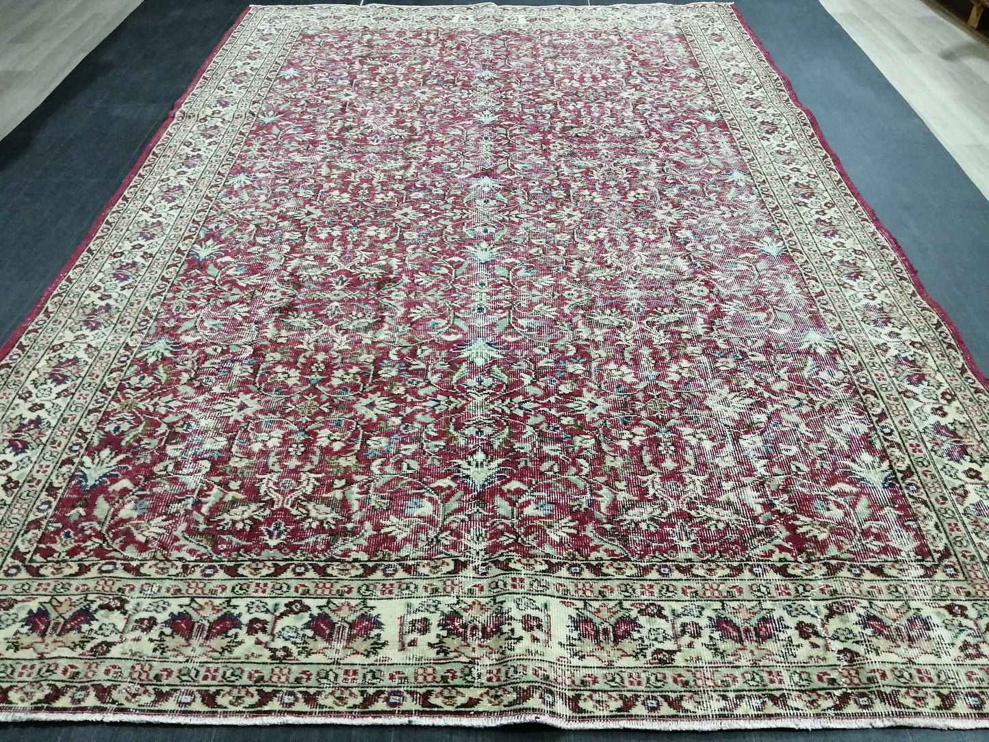 Large TURKISH Oushak Rug 6.7 x 9.7 Vintage Oushak Runner Rug Vintage Runner Rug Wool Oriental Rug Hand Made Rugs Turkish Rug
