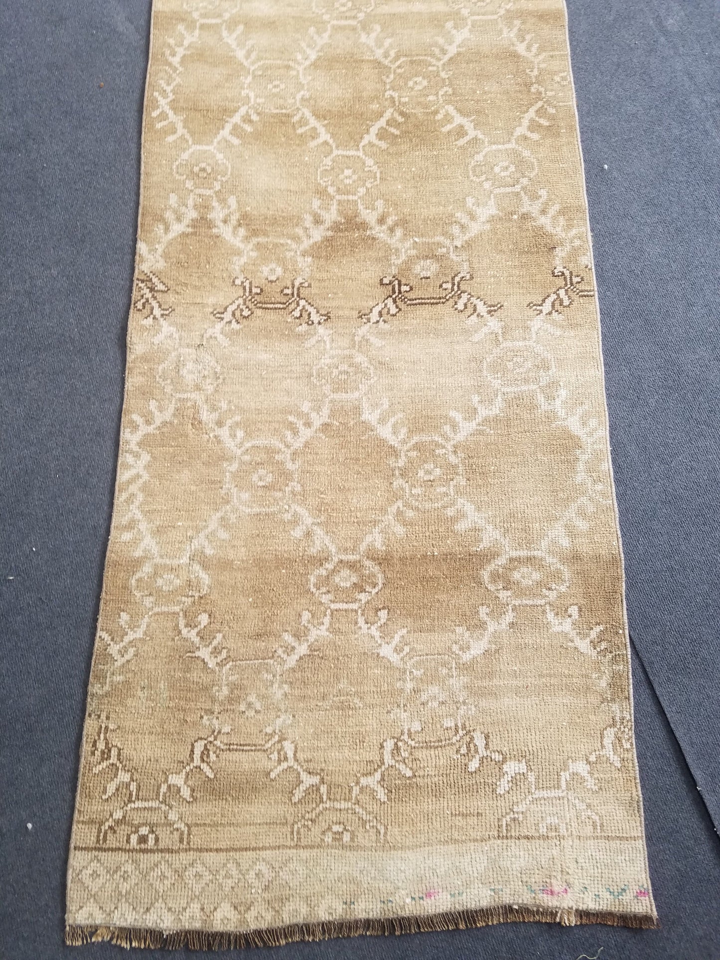 Oushak runner rug, earth tone runner rug, 2'8x11'5 ft