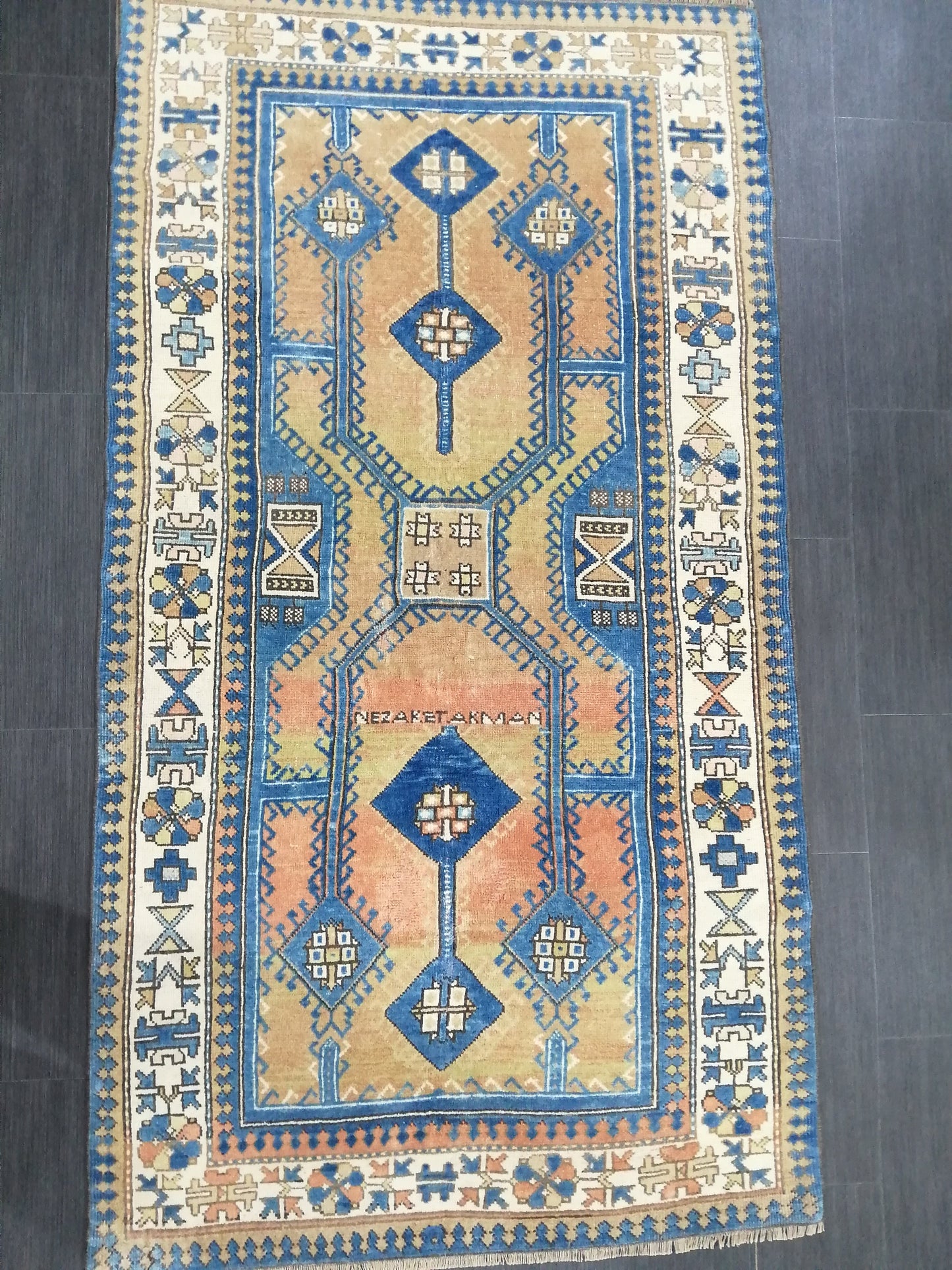 Vintage Oushak Rug 6.4 x 3.5 Vintage Rug Wool Antique Rug Hand Made Rugs Vintage Turkish Rug OUSHAK RUG TURKISH Oushak Rug