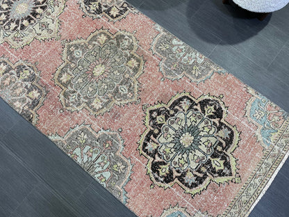 VINTAGE RUNNER Rug, Distressed Turkish 2.10 x 10.7 Runner Rug, Oushak Runner Rug, Hand woven Rug, Oriental runner Rug