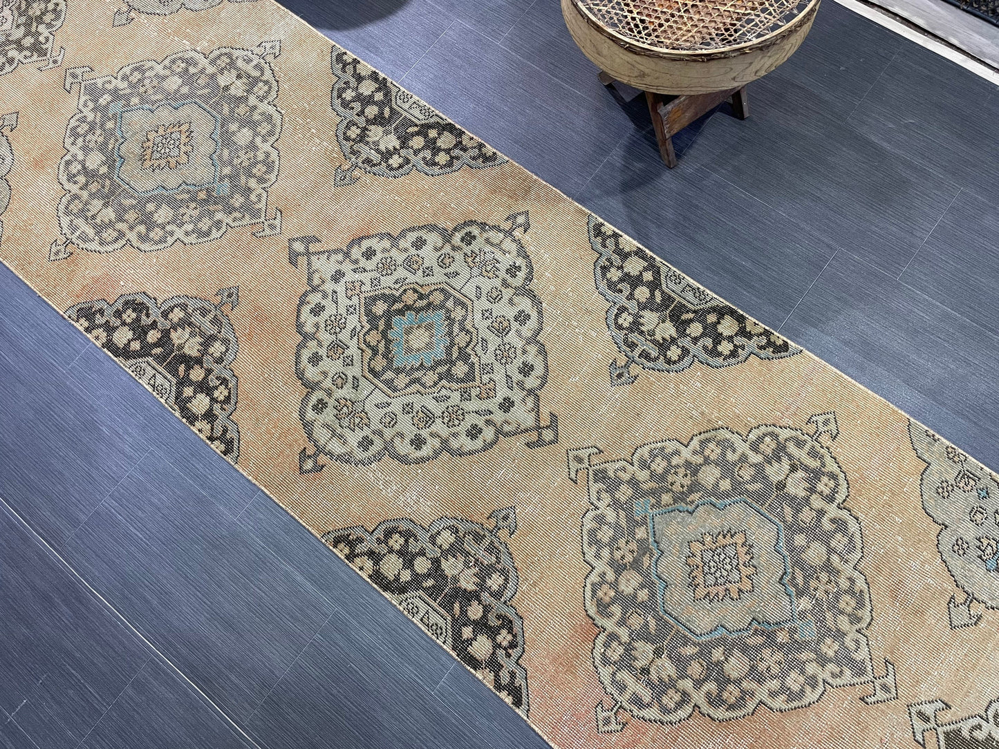 Muted RUNNER Rug, Handmade 2.10 x 13 RUNNER Rug,  Oushak Runner Rug, Vintage Turkish Rug, Oriental Runner Rug, Turkish Runner Persian Runner