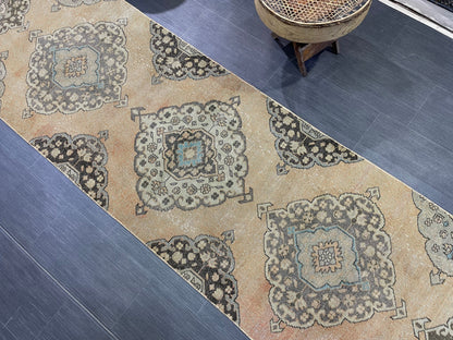 Muted RUNNER Rug, Handmade 2.10 x 13 RUNNER Rug,  Oushak Runner Rug, Vintage Turkish Rug, Oriental Runner Rug, Turkish Runner Persian Runner