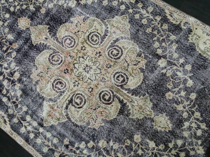 Purple Vintage Runner Rug 10.6.x 5.4  Hallway Runner Rug Kitchen Runner Rug Hand Made Wool Runner Rug Wool Oushak Runner Rug