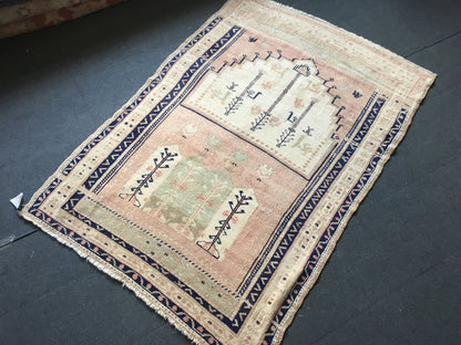 4x6 feet handmade beige living room floor rug, vintage blue kitchen area rug, bedroom area wool bohemian rug, turkish anatolian wide rugs