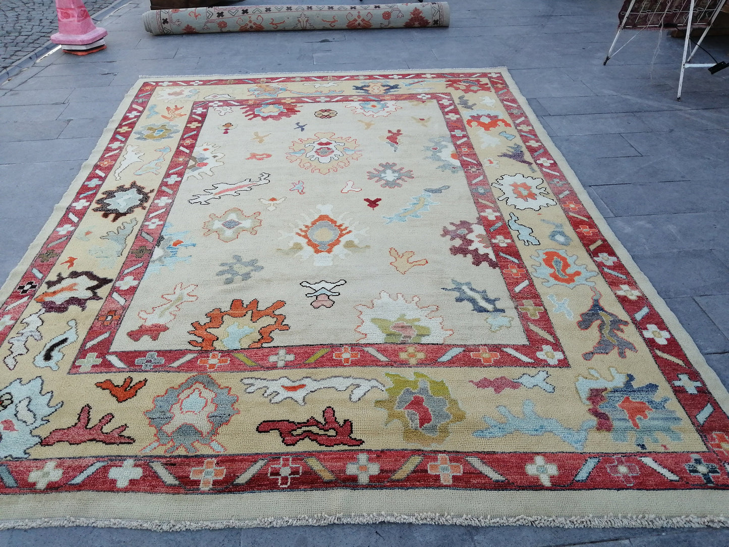 12 x 9 OUSHAK RUG, TURKISH Oushak Rug, Vintage Oushak  Rug, Rug, Wool Oushak Rug Hand Made Rugs, Made In Turkey 9x12 Oushak Rug