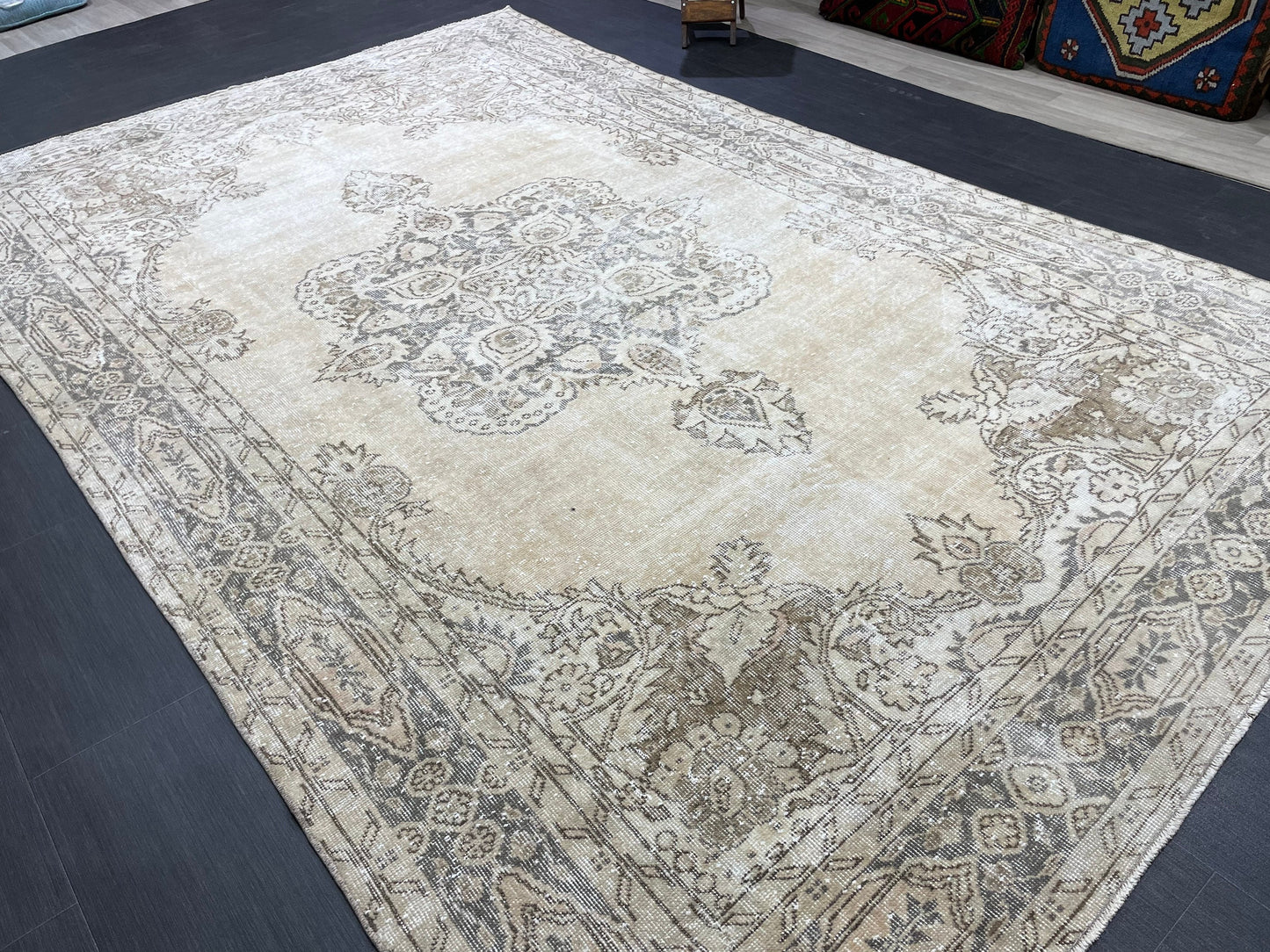 Muted Persian RUG 6.6 x 10.5 Turkish Oushak Rug Vintage Antique Rug Vintage Rug Wool Muted Oriental Rug Handmade Rug Hand Knotted Rug