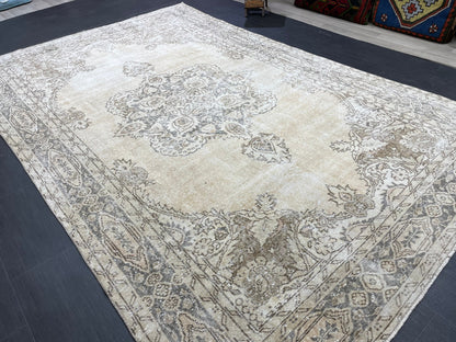 Muted Persian RUG 6.6 x 10.5 Turkish Oushak Rug Vintage Antique Rug Vintage Rug Wool Muted Oriental Rug Handmade Rug Hand Knotted Rug