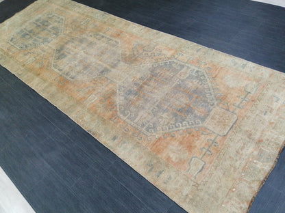 4.3 x 11.9 Faded Oushak Runner Rug Turkish Runner Rug Vintage Runner Rug Hallway Runner Rug Kitchen Runner Rug Wool Runner Rug Wool Oushak