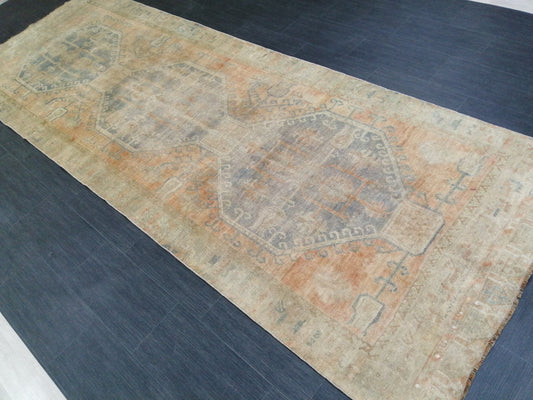 4.3 x 11.9 Faded Oushak Runner Rug Turkish Runner Rug Vintage Runner Rug Hallway Runner Rug Kitchen Runner Rug Wool Runner Rug Wool Oushak