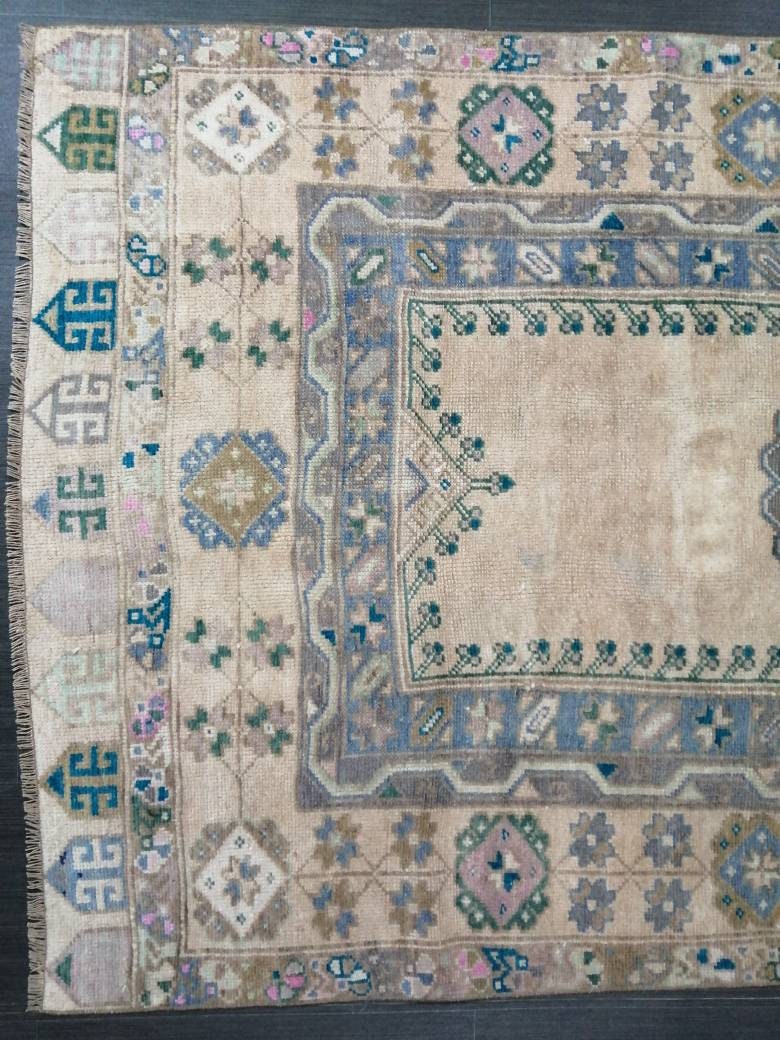 OUSHAK RUG TURKISH Oushak Rug Vintage Rug 3.7 x 7 Vintage Rug Wool Oushak Rug Hand Made Rug 4x7 Oriental Rug Turkish Rug