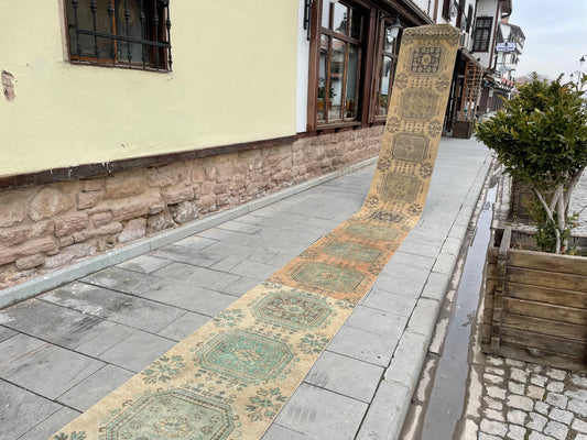Staircase Runner Rug 2.3 x 26 ft Extra Long TURKISH Runner Rug Vintage Runner Rug Distressed Runner Rug  Runner Hand Knotted Runner