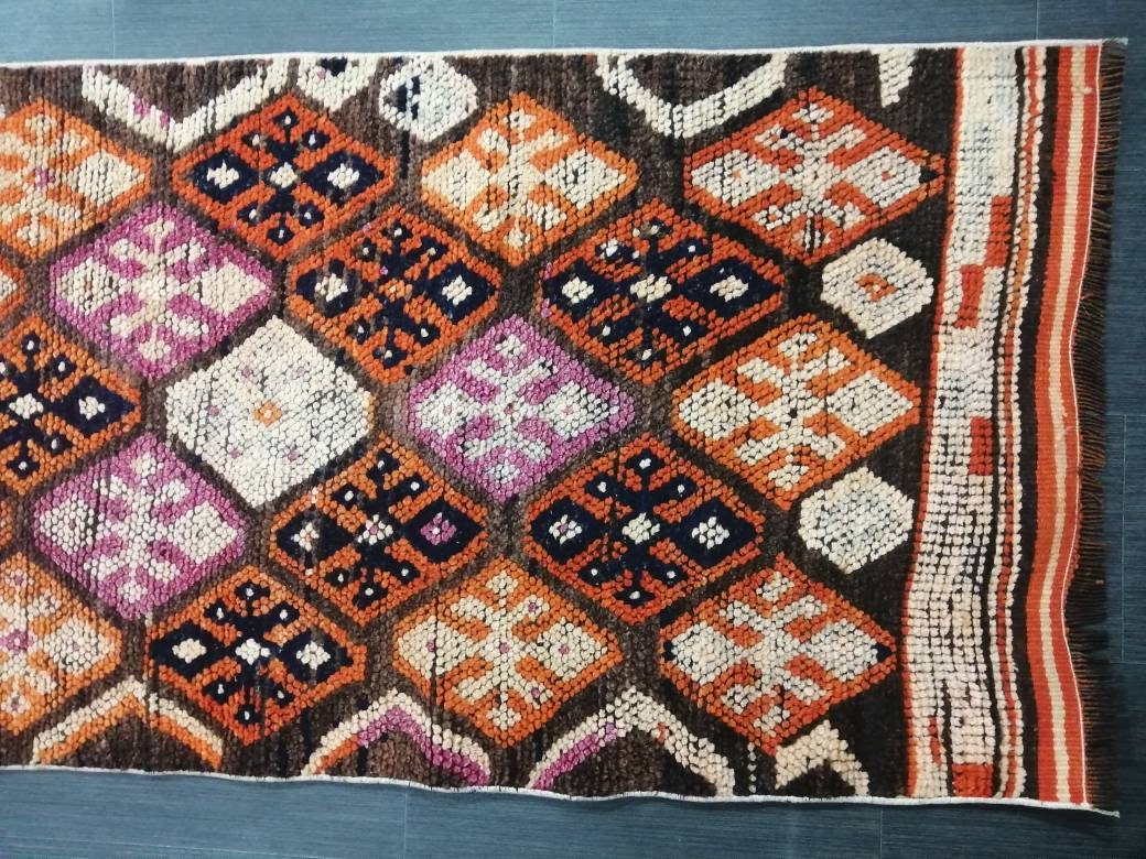 Vintage Runner Rug 2.6 x 13.6 Turkish runner rug , Medium Wool Pile Runner , Brown Oushak rug, Hallway Rug runner , Earth Tones Runner Rug