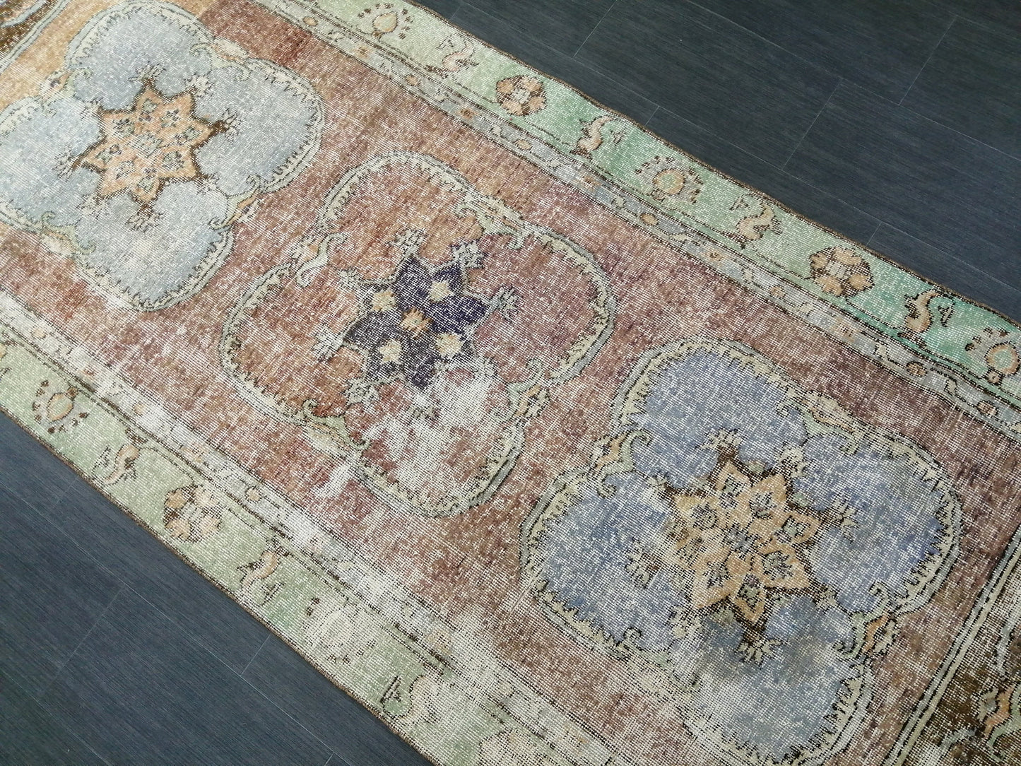 4 x 11.7 Distressed Oushak Runner Rug Turkish Runner Rug Vintage Runner Rug Hallway Runner Rug Kitchen Runner Rug Wool Runner Rug Oushak Rug