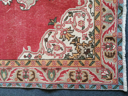 Vintage Rug, Unique Motif Rug, Turkish Rug, Oushak Rug, Hand woven Rug, Eclectic Rug, Hand Made Rug, Kitchen Rug, Shabbychic rug, wool