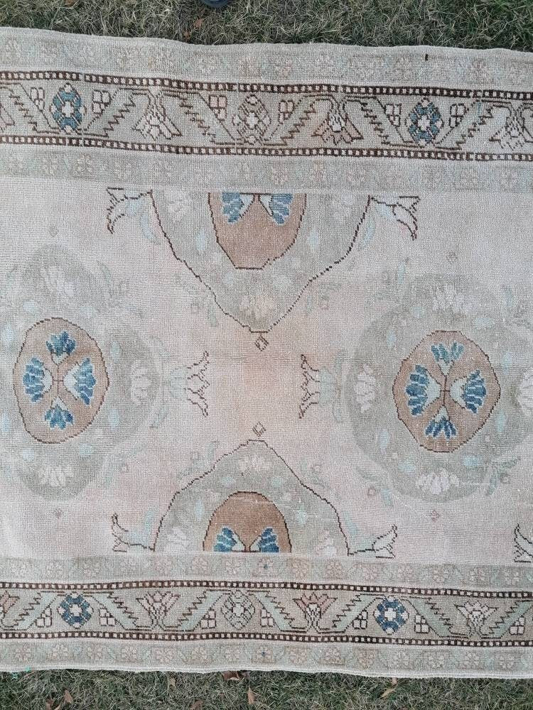 Runner rug,vintage oushak runner 4'7x10'8 neatural hallway runner,vintage runner rug