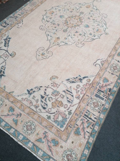 7 x 11.6 feet, navy blue oushak rug, vıntage turkısh rug, anatolian handmade rug, distressed rug