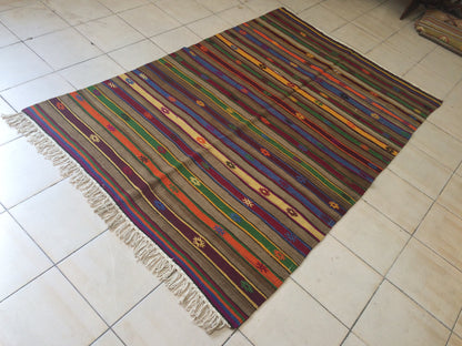 Flatweave OUSHAK RUG TURKISH Oushak Rug Vintage Flat weave Oushak Runner Rug Vintage Runner Rug Wool Oushak Rug Hand Made Rugs Vintage  Rug